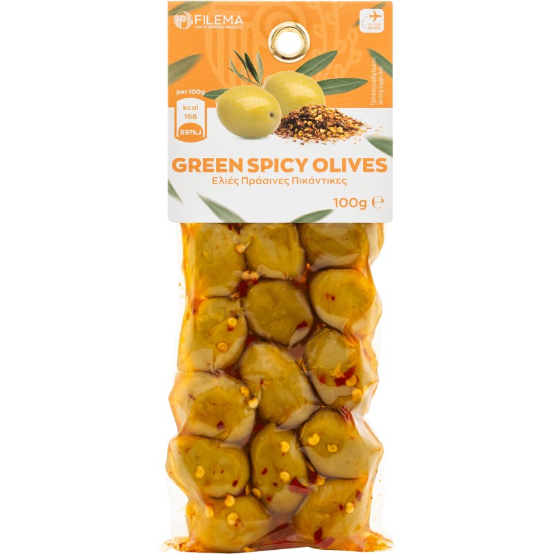 Spicy Green Olives 100gr