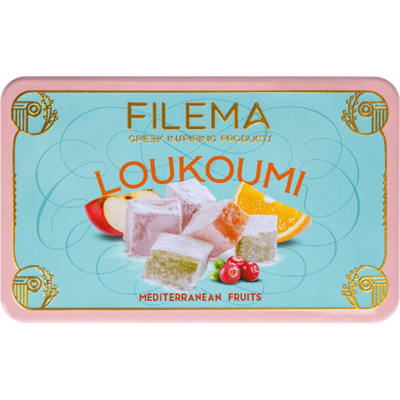 Loukoumi Mediterranean Fruits 200gr in Metal Box